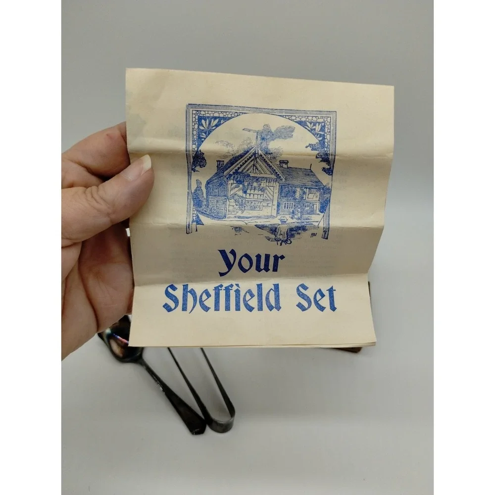 Sheffield Silver Plate Sugar Service Set Tongs And Little Ladle